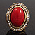 Oval Crystal Coral Style Flex Ring (Gold Tone Metal) Size - 7/9 - view 6