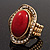 Oval Crystal Coral Style Flex Ring (Gold Tone Metal) Size - 7/9 - view 14