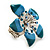 Stunning Blue Enamel Crystal Flower Flex Ring (Silver Tone Metal) - Size 7/8 - view 5