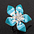 Stunning Blue Enamel Crystal Flower Flex Ring (Silver Tone Metal) - Size 7/8 - view 10