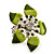 Stunning Green Enamel Crystal Flower Flex Ring (Silver Tone Metal) - Size 7/8 - view 10