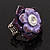 Purple Enamel Crystal Layered Flex Ring (Silver Metal Finish) Size - 7/8 - view 12