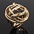 Bold Modern Dome-Shaped Wired Ring In Gold Plated Metal - 3cm Diameter - view 3
