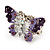 Purple Enamel Crystal Butterfly Flex Ring In Rhodium Plating - view 6