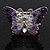 Purple Enamel Crystal Butterfly Flex Ring In Rhodium Plating - view 4