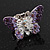 Purple Enamel Crystal Butterfly Flex Ring In Rhodium Plating - view 7