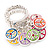 Multicoloured Enamel 'Peace' Stretch Ring In Rhodium Plated Metal