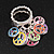 Multicoloured Enamel 'Peace' Stretch Ring In Rhodium Plated Metal - view 9