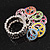 Multicoloured Enamel 'Peace' Stretch Ring In Rhodium Plated Metal - view 3