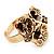 Delicate Crystal Flower Ring in Antique Gold Finish - Size 7/8 - view 9