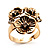 Delicate Crystal Flower Ring in Antique Gold Finish - Size 7/8 - view 11