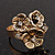 Delicate Crystal Flower Ring in Antique Gold Finish - Size 7/8 - view 12