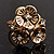 Delicate Crystal Flower Ring in Antique Gold Finish - Size 7/8 - view 6