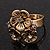Delicate Crystal Flower Ring in Antique Gold Finish - Size 7/8 - view 13