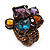 Multicoloured Glass Bead Cluster Flex Ring In Bronze Metal - 30mm Across - Size 7/8 - view 9