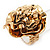Large Layered 'Rose Flower' Flex Ring In Gold Plated Metal - 4cm Diameter