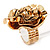 Large Layered 'Rose Flower' Flex Ring In Gold Plated Metal - 4cm Diameter - view 6