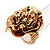 Large Layered 'Rose Flower' Flex Ring In Gold Plated Metal - 4cm Diameter - view 10