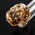 Large Layered 'Rose Flower' Flex Ring In Gold Plated Metal - 4cm Diameter - view 11