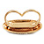 Gold Plated Pave Set Clear Austrian Crystal 'Shield' Double Finger Ring - 45mm Across - Size 7/8 - view 2
