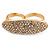 Gold Plated Pave Set Clear Austrian Crystal 'Shield' Double Finger Ring - 45mm Across - Size 7/8 - view 5
