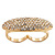 Gold Plated Pave Set Clear Austrian Crystal 'Shield' Double Finger Ring - 45mm Across - Size 7/8 - view 6