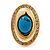 Oval Clear Crystal, Turquoise Stone Ring In Gold Tone - 25mm Across - 7/8 Adjustable - view 4