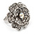 Large Layered Diamante 'Daisy' Ring In Rhodium Plating (Adjustable) - 2.5cm Diameter - view 3
