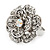Large Layered Diamante 'Daisy' Ring In Rhodium Plating (Adjustable) - 2.5cm Diameter - view 6