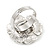 Large Layered Diamante 'Daisy' Ring In Rhodium Plating (Adjustable) - 2.5cm Diameter - view 4