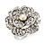 Large Layered Diamante 'Daisy' Ring In Rhodium Plating (Adjustable) - 2.5cm Diameter - view 8