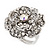 Large Layered Diamante 'Daisy' Ring In Rhodium Plating (Adjustable) - 2.5cm Diameter - view 9