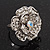 Large Layered Diamante 'Daisy' Ring In Rhodium Plating (Adjustable) - 2.5cm Diameter - view 7