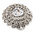 Layered Diamante Floral Cocktail Ring In Rhodium Plated Metal - 3cm Diameter - view 4