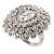 Layered Diamante Floral Cocktail Ring In Rhodium Plated Metal - 3cm Diameter - view 6