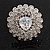 Layered Diamante Floral Cocktail Ring In Rhodium Plated Metal - 3cm Diameter - view 2