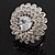 Layered Diamante Floral Cocktail Ring In Rhodium Plated Metal - 3cm Diameter - view 12
