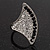 Clear/Black Swarovski Crystal Geometric Ring In Rhodium Plated Metal - 3cm Length - view 9