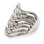 Wide Crystal Geometric Band Ring In Rhodium Plated Metal - 2cm Width - view 9