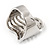 Wide Crystal Geometric Band Ring In Rhodium Plated Metal - 2cm Width - view 6