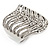Wide Crystal Geometric Band Ring In Rhodium Plated Metal - 2cm Width - view 10