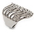 Wide Crystal Geometric Band Ring In Rhodium Plated Metal - 2cm Width - view 11
