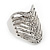 Wide Crystal Geometric Band Ring In Rhodium Plated Metal - 2cm Width - view 12