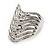 Wide Crystal Geometric Band Ring In Rhodium Plated Metal - 2cm Width - view 13