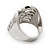 Wide Crystal Geometric Band Ring In Rhodium Plated Metal - 2cm Width - view 8
