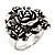 Vintage Rose Diamante Fancy Ring In Burn Silver Metal - view 8