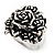 Vintage Rose Diamante Fancy Ring In Burn Silver Metal - view 9
