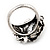 Vintage Rose Diamante Fancy Ring In Burn Silver Metal - view 6