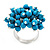 Turquoise Bead Cluster Ring In Rhodium Plated Metal - Adjustable - view 4