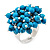 Turquoise Bead Cluster Ring In Rhodium Plated Metal - Adjustable - view 6
